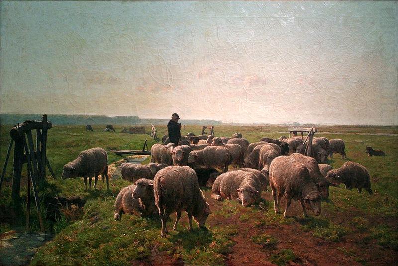 Cornelis Van Leemputten Landschap met herder en kudde schapen china oil painting image